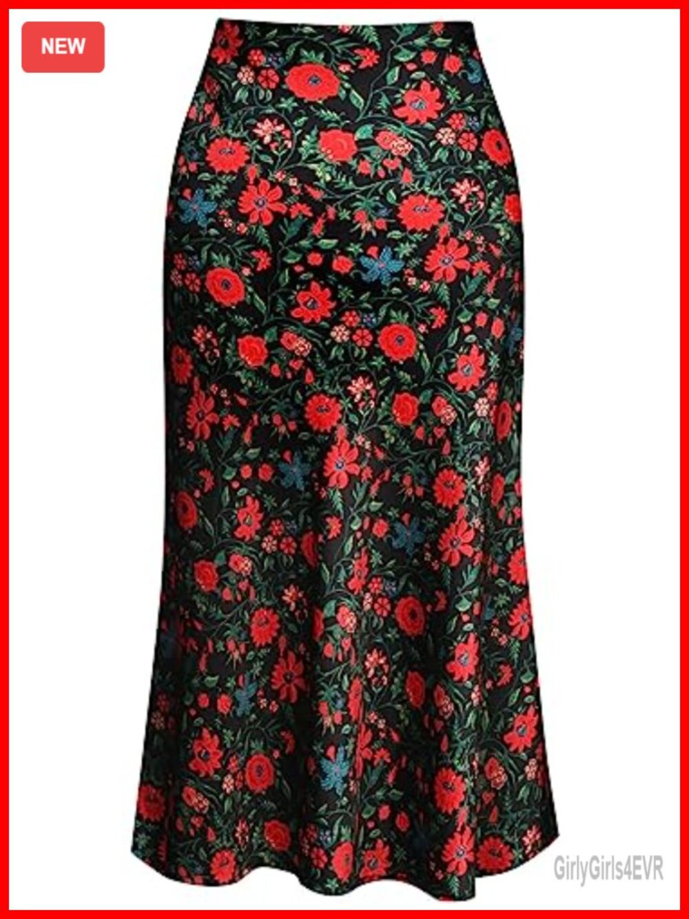Women's Midi Skirt High Waist Silk Satin Elasticized A-Line Casual